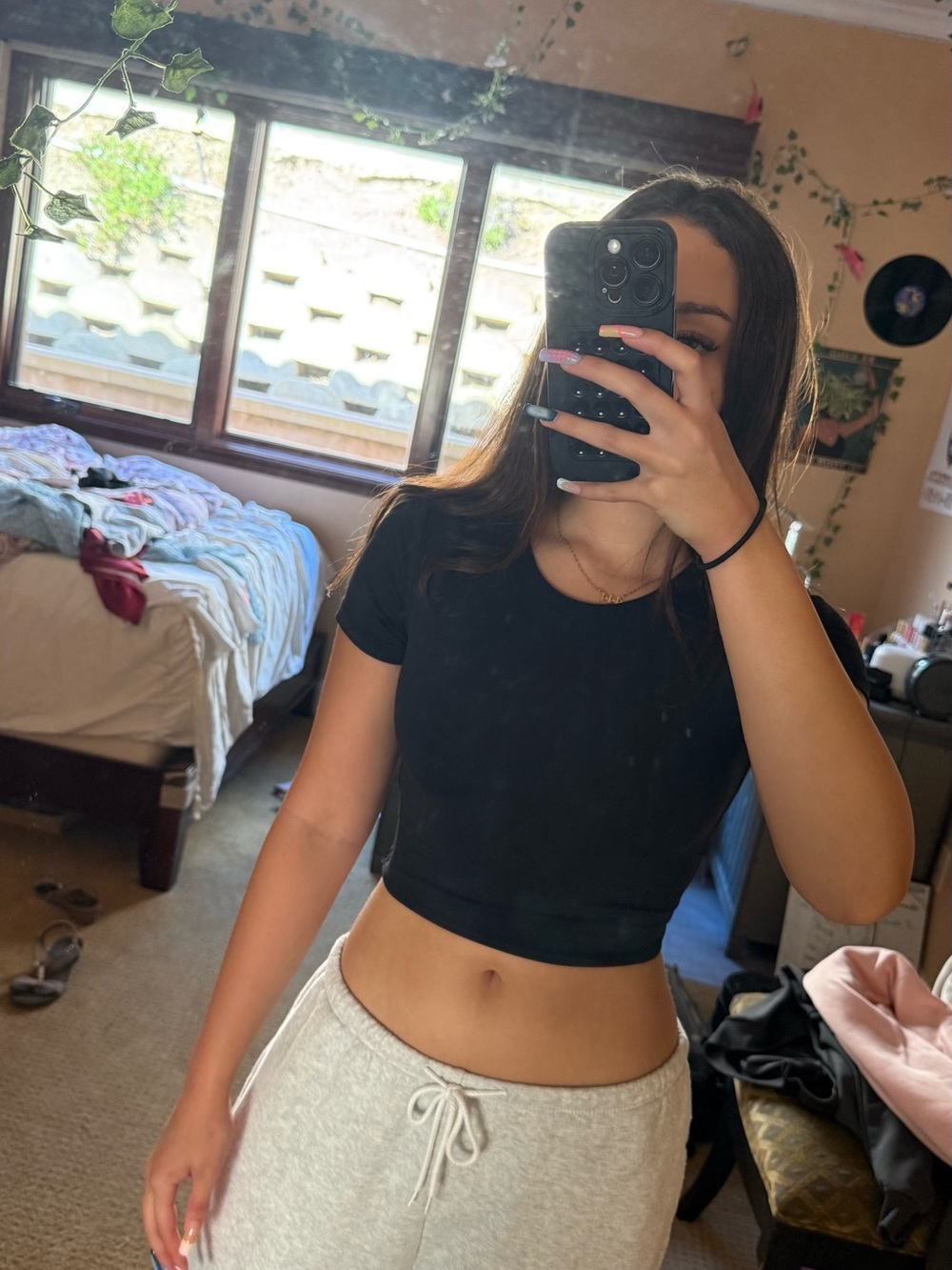 Babaton Black Cropped Short Sleeve Tee